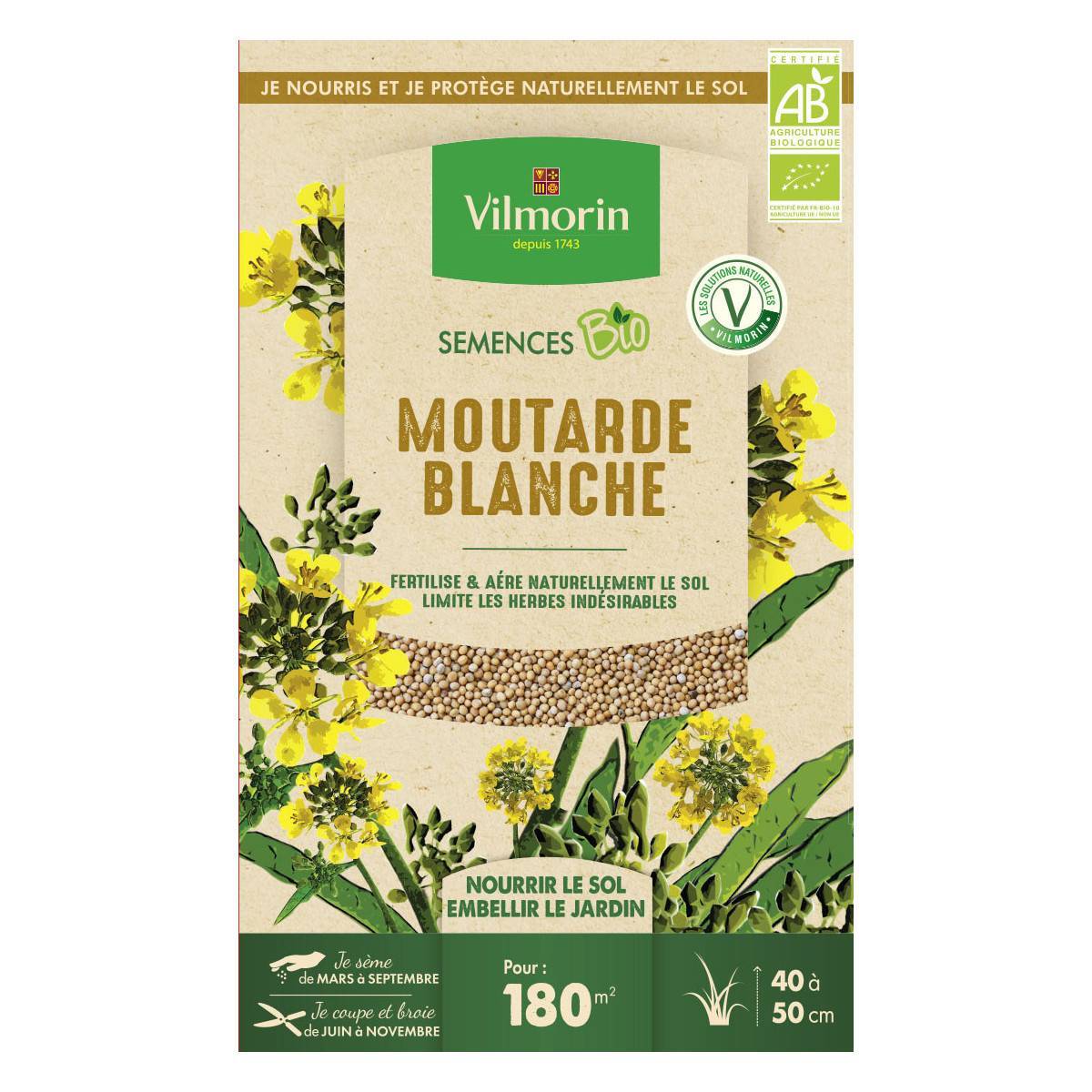 Vilmorin - Graines de Moutarde blanche BIO , boite de 375 grs