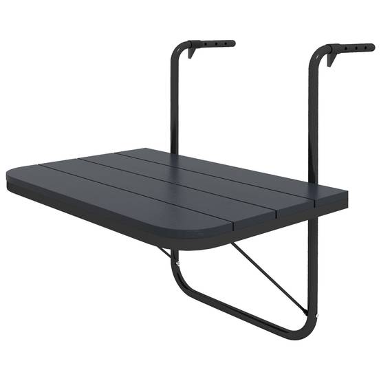 Table suspendue de balcon aluminium plastique noir 60 x 40 x 64 cm - PANGIVO - Image 2