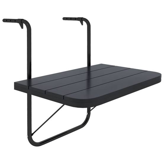 Table suspendue de balcon aluminium plastique noir 60 x 40 x 64 cm - PANGIVO - Image 1