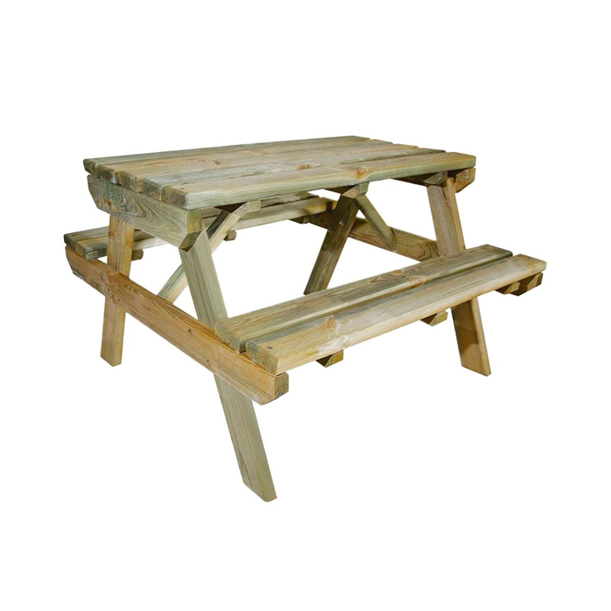 Table de pique-nique pour enfant en bois chinchilla 4 places - Cémonjardin - Image 1
