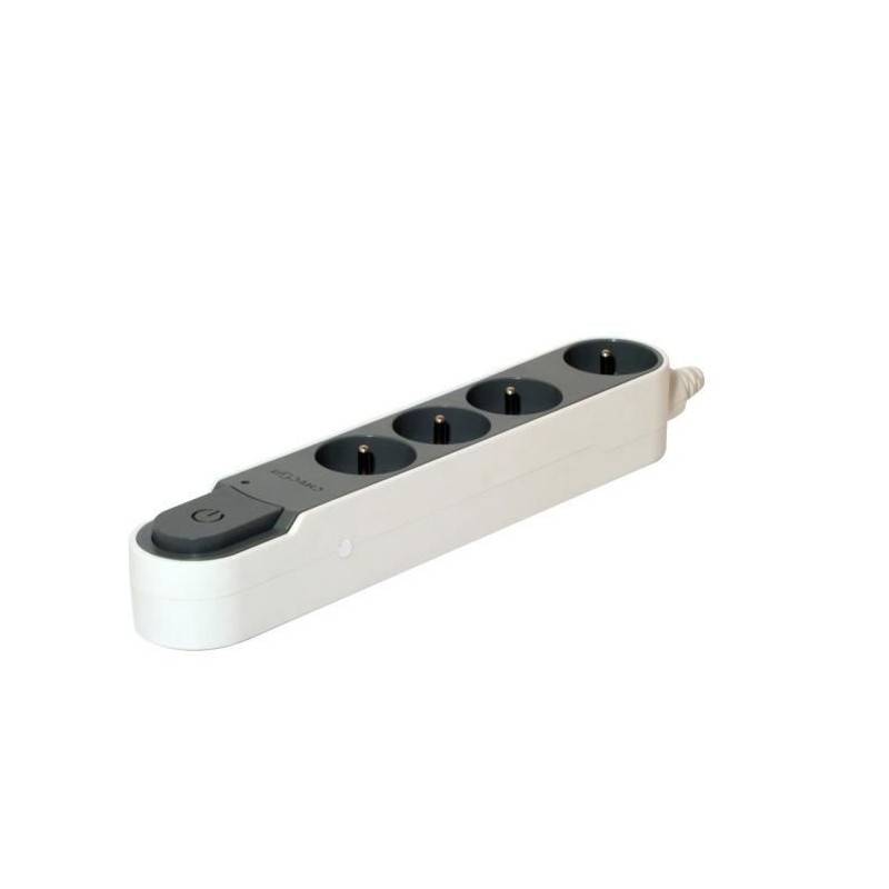 Chacon Bloc Multiprise Parafoudre Avec Interrupteur 4 Prises 16a 3m Gris