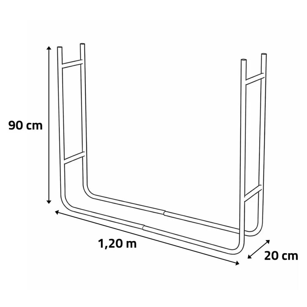 Range bûche métallique 120x90x20 cm - Support bois de chauffage - Image 8