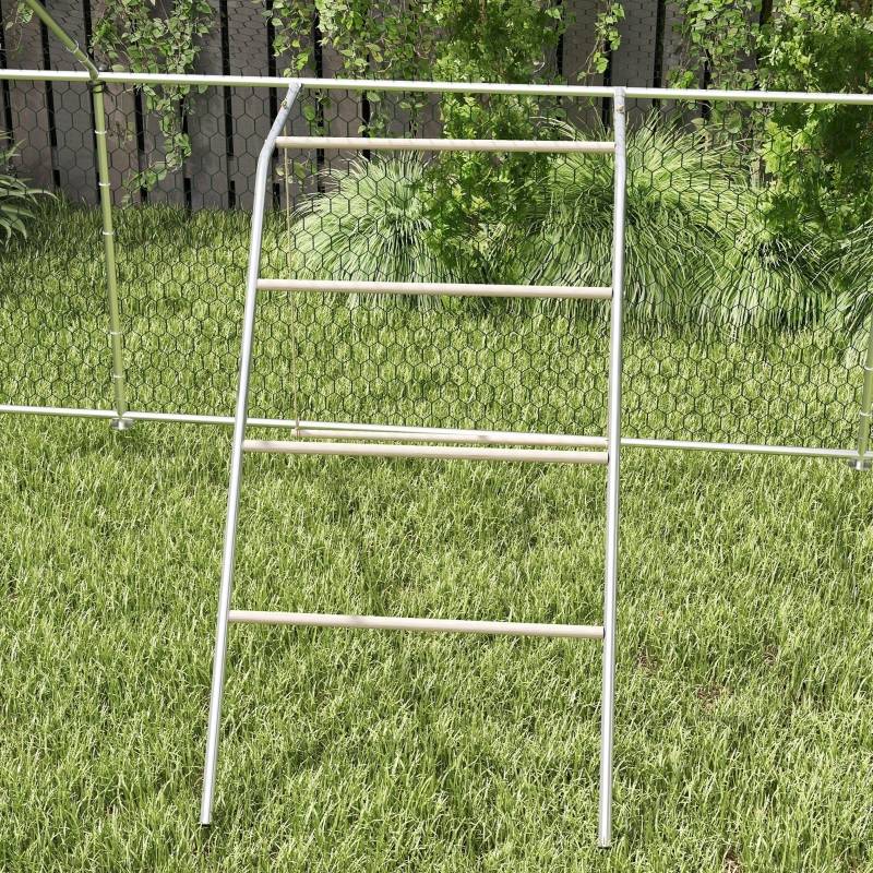 Aire de jeux pour poules acier bois extérieur perchoirs balançoire 150x82x110cm - ComfortXL Outdoor Living - Image 8