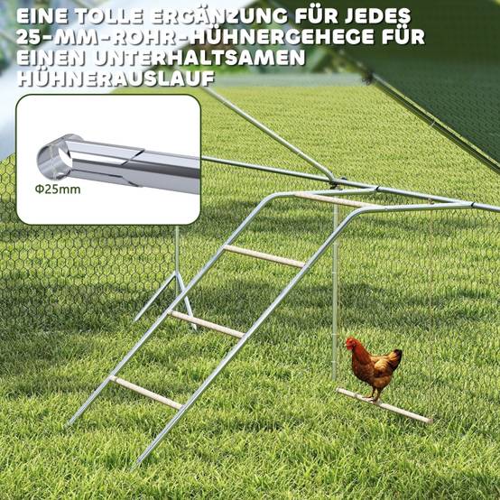 Aire de jeux pour poules acier bois extérieur perchoirs balançoire 150x82x110cm - ComfortXL Outdoor Living - Image 5