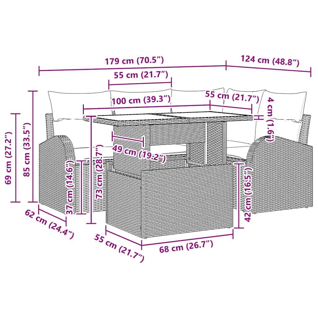 Vidaxl - Ensemble de canapé de jardin 5 pcs Marron Poly rotin vidaXL 3357371 - Image 3