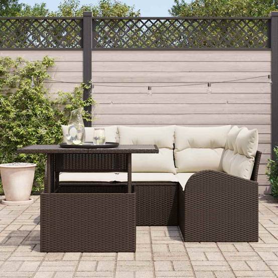 Vidaxl - Ensemble de canapé de jardin 5 pcs Marron Poly rotin vidaXL 3357371 - Image 4