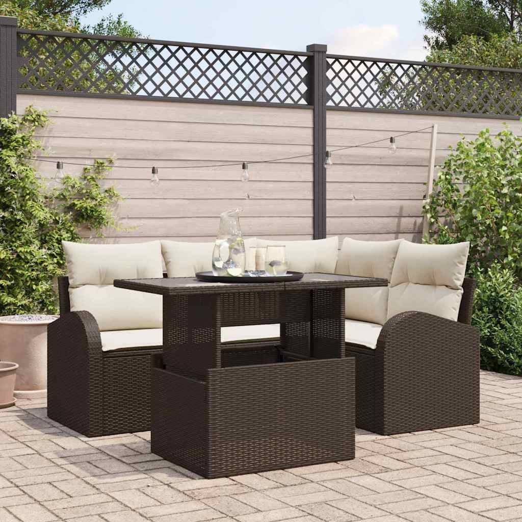 Vidaxl - Ensemble de canapé de jardin 5 pcs Marron Poly rotin vidaXL 3357371 - Image 1