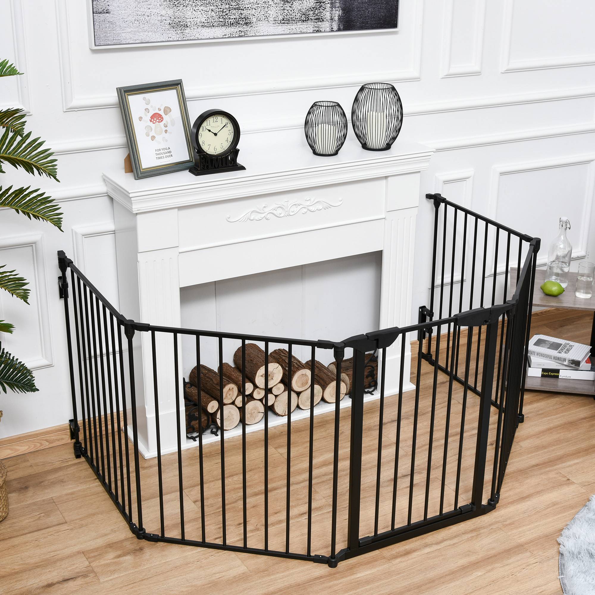 Barrière de sécurité parc enclos chien modulable pliable porte intégrée 300L max. x 74,5H cm métal PP noir - Image 3