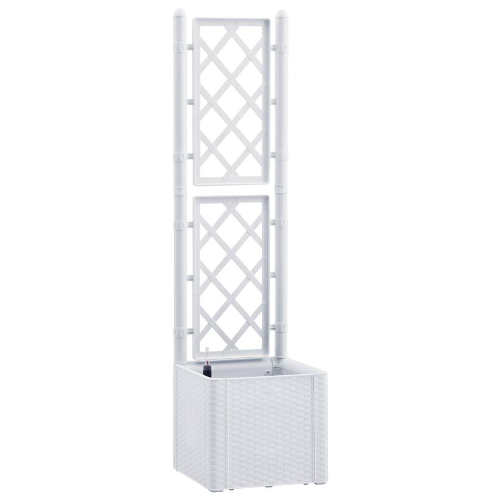 Jardinière lit surélevé plantes fleurs jardin et treillis et système d'arrosage blanc - Image 1