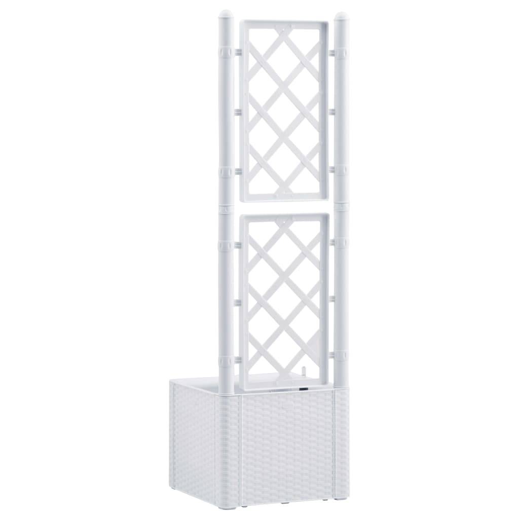 Jardinière lit surélevé plantes fleurs jardin et treillis et système d'arrosage blanc - Image 4
