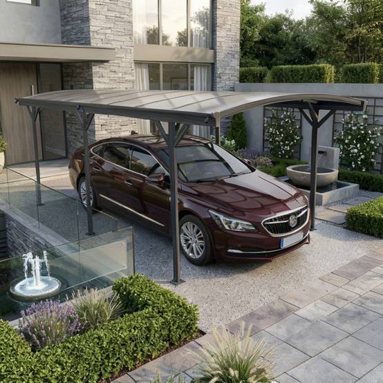 Carport autoportant 17m² aluminium polycarbonate 6mm anthracite X-Metal avec kit d'ancrage - Image 1