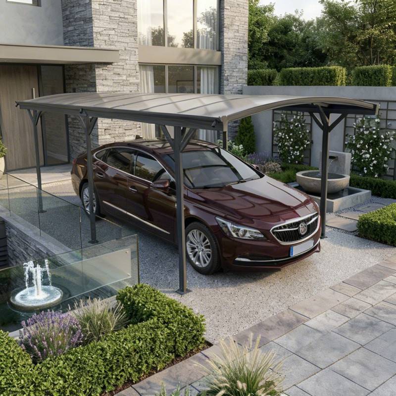 Carport autoportant 17m² aluminium polycarbonate 6mm anthracite X-Metal avec kit d'ancrage - Image 1