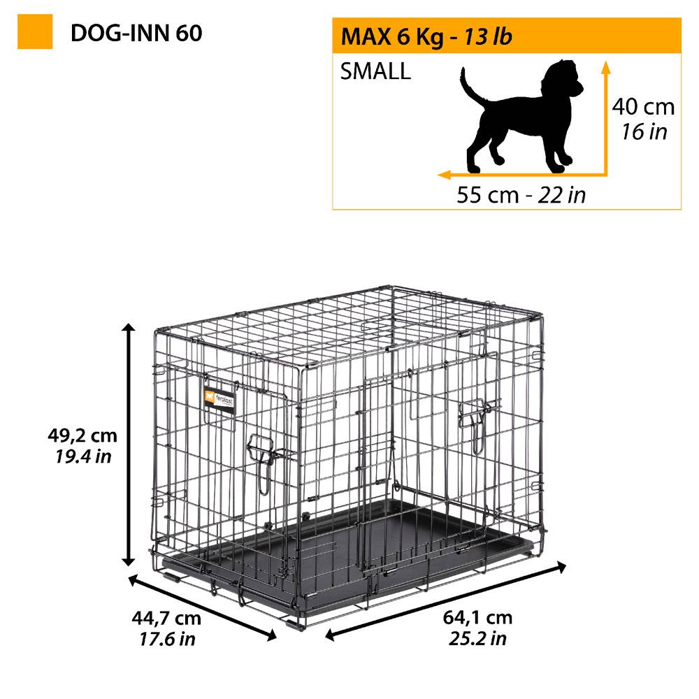 Ferplast - Ferplast Cage de transport pliable pour chiens DOG-INN 60, enclos pour chiots, transport en métal séparation inclus, porte double avec fermeture de - Image 2