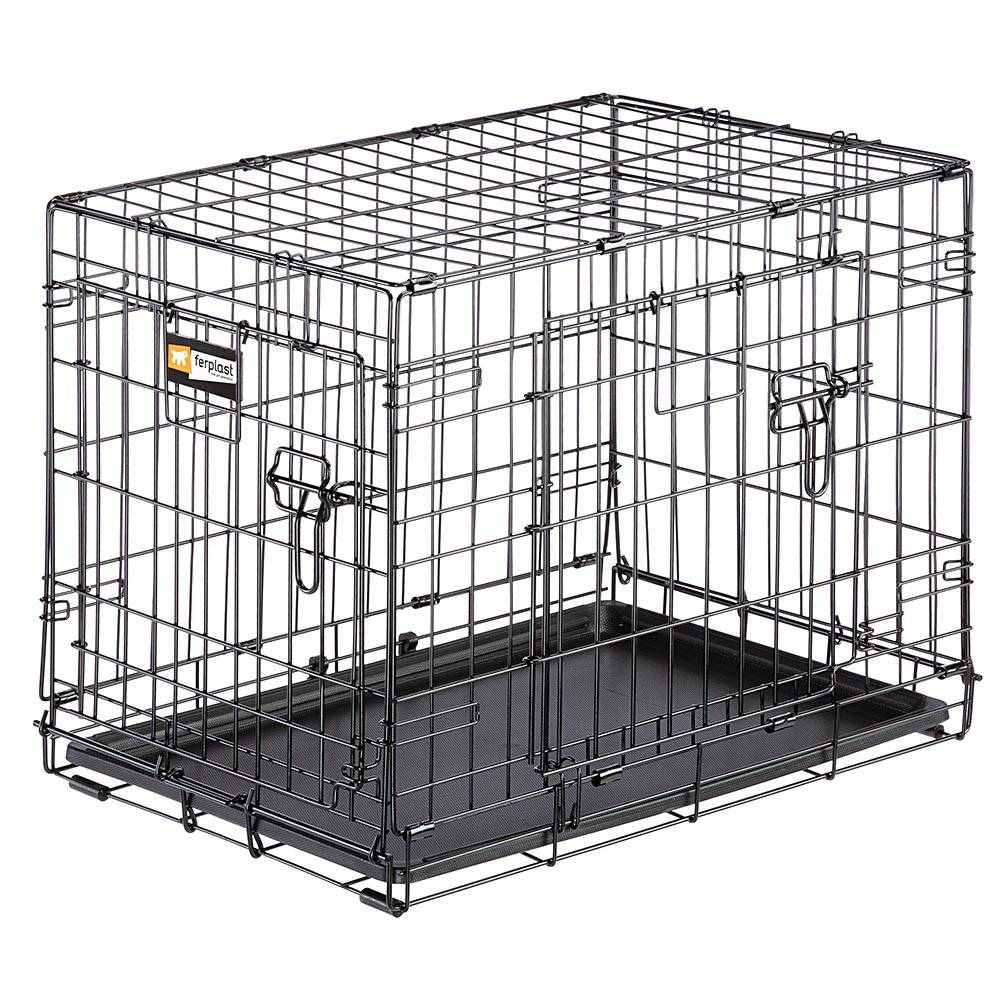 Ferplast - Ferplast Cage de transport pliable pour chiens DOG-INN 60, enclos pour chiots, transport en métal séparation inclus, porte double avec fermeture de - Image 1