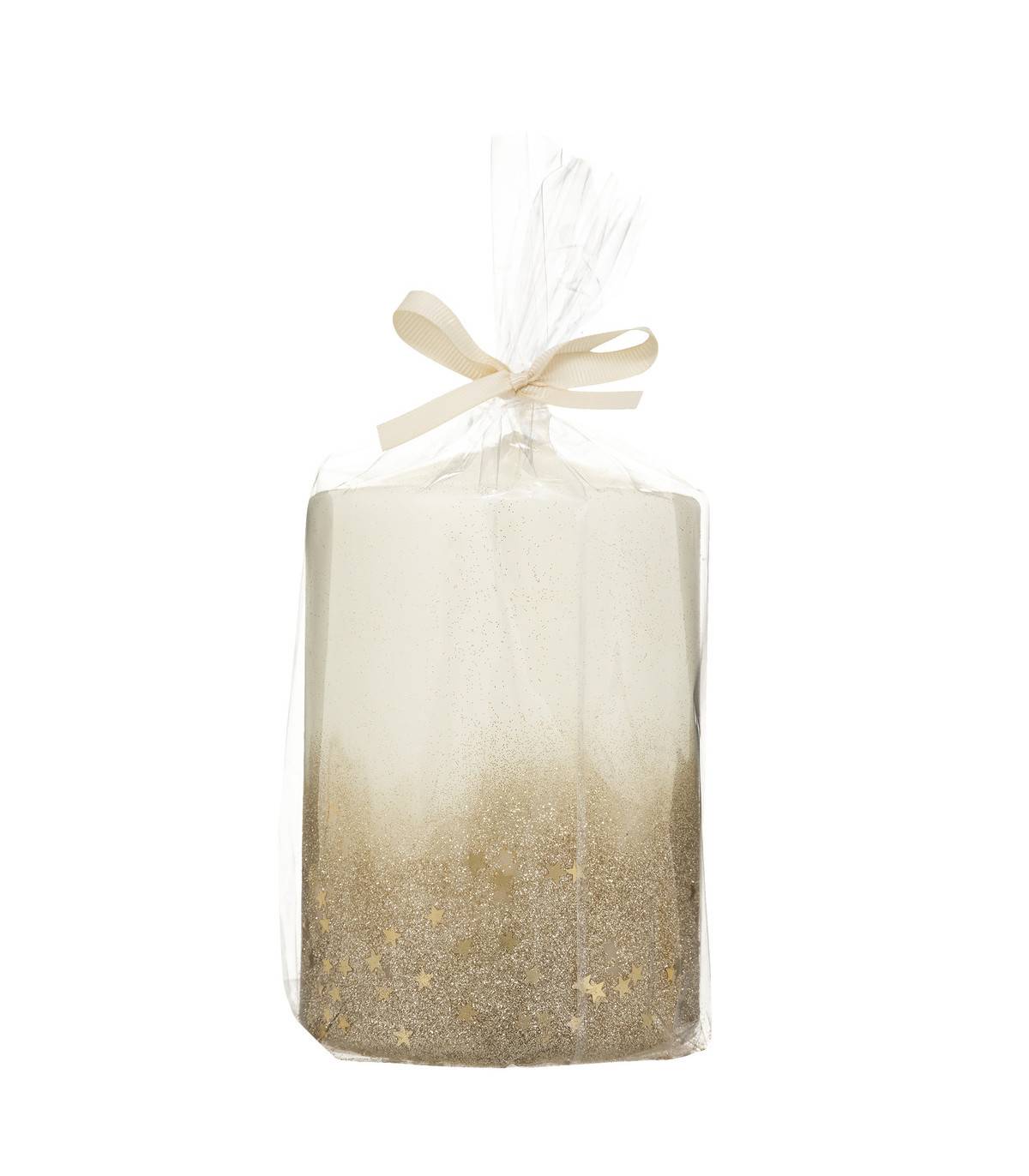 Fééric Lights & Christmas - Bougie Or pailletée et étoilée  H 15 cm 900G - Image 2