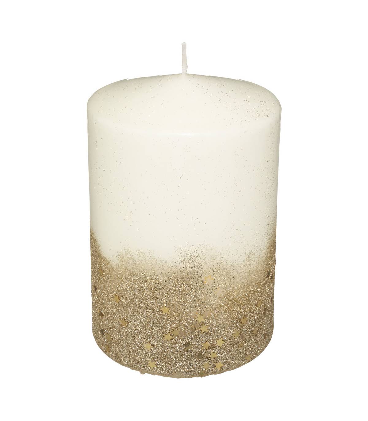 Fééric Lights & Christmas - Bougie Or pailletée et étoilée  H 15 cm 900G - Image 1