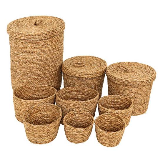 Lot de 9 Paniers en Jonc "Little Cottage" 48cm Naturel - Image 1