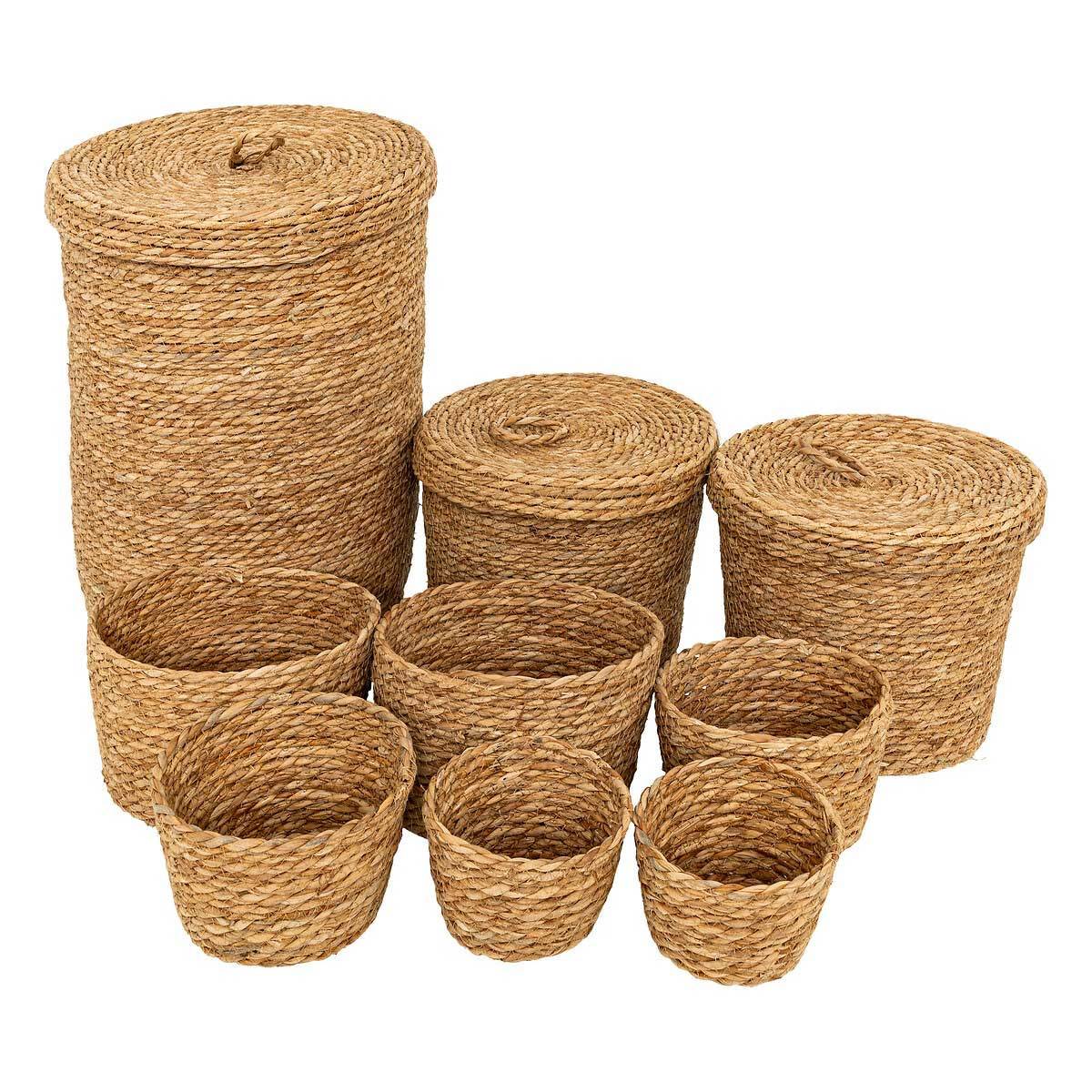 Lot de 9 Paniers en Jonc "Little Cottage" 48cm Naturel - Image 1