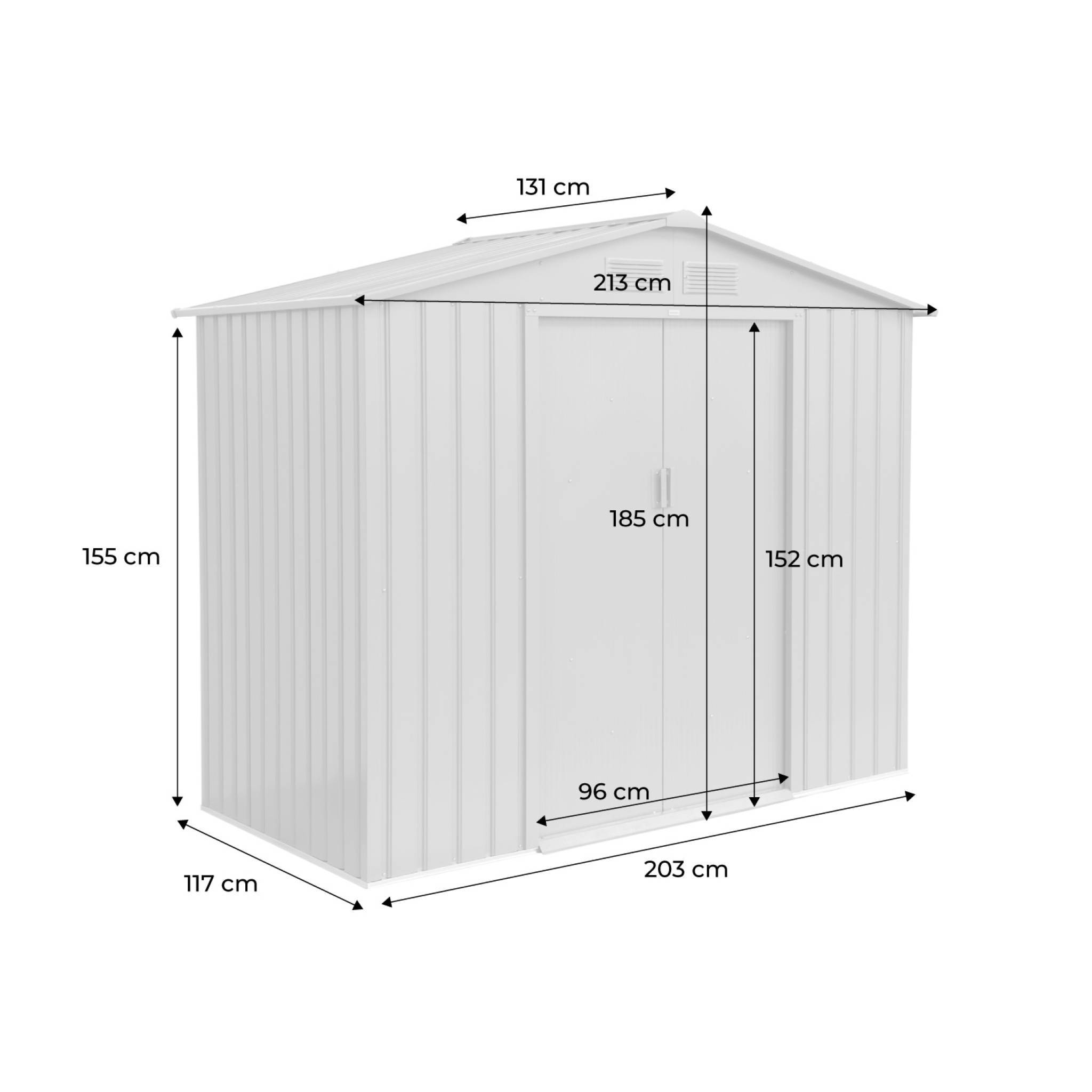 sweeek - Abri de jardin en métal - Houtland. 2.71 m² taupe - Cabane à outils avec double portes coulissantes. kit de fixation sol inclus. L 213 x P | sweeek - Image 4