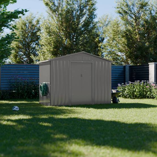 sweeek - Abri de jardin en métal - Houtland. 2.71 m² taupe - Cabane à outils avec double portes coulissantes. kit de fixation sol inclus. L 213 x P | sweeek - Image 3