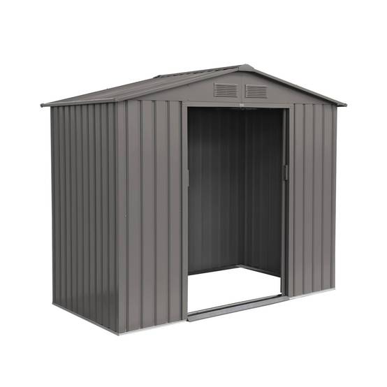sweeek - Abri de jardin en métal - Houtland. 2.71 m² taupe - Cabane à outils avec double portes coulissantes. kit de fixation sol inclus. L 213 x P | sweeek - Image 6