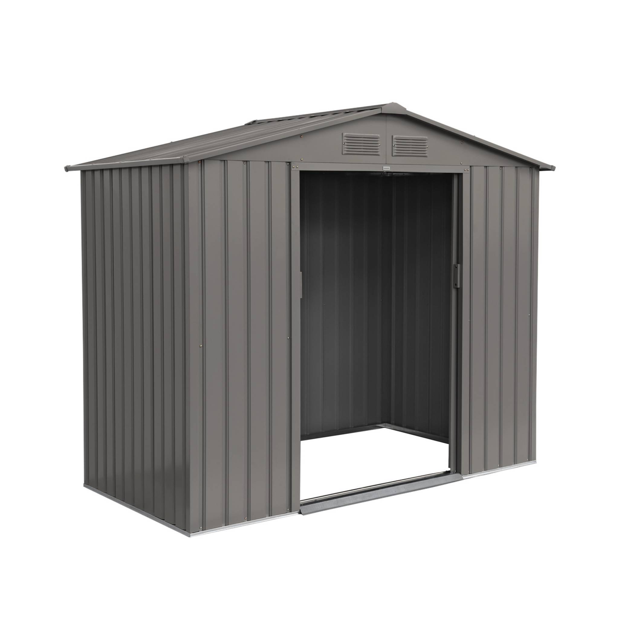 sweeek - Abri de jardin en métal - Houtland. 2.71 m² taupe - Cabane à outils avec double portes coulissantes. kit de fixation sol inclus. L 213 x P | sweeek - Image 6