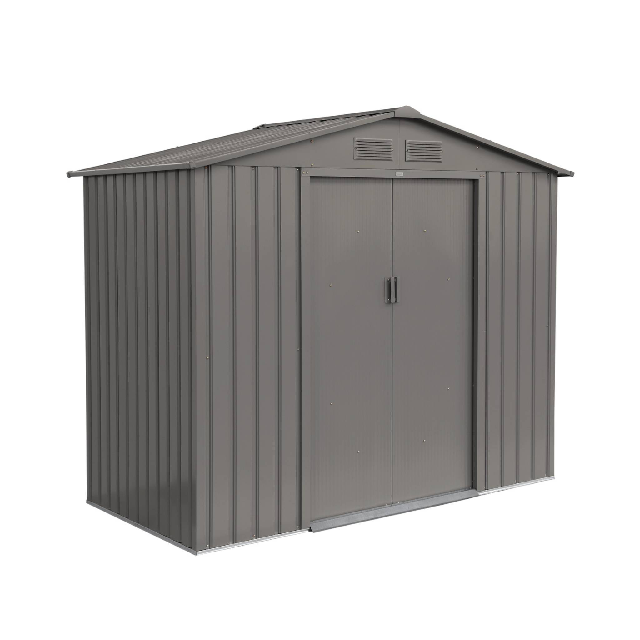 sweeek - Abri de jardin en métal - Houtland. 2.71 m² taupe - Cabane à outils avec double portes coulissantes. kit de fixation sol inclus. L 213 x P | sweeek - Image 2