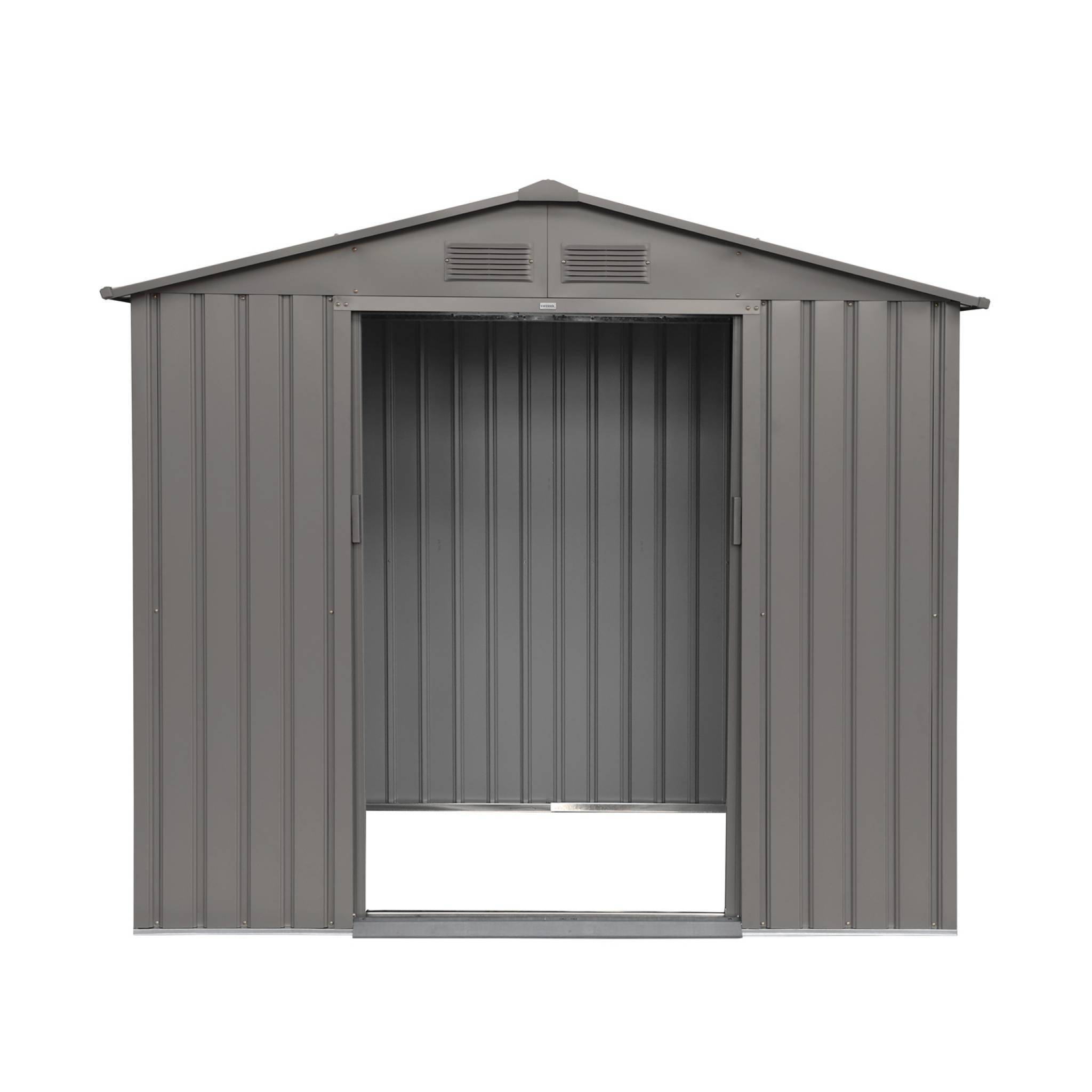 sweeek - Abri de jardin en métal - Houtland. 2.71 m² taupe - Cabane à outils avec double portes coulissantes. kit de fixation sol inclus. L 213 x P | sweeek - Image 7