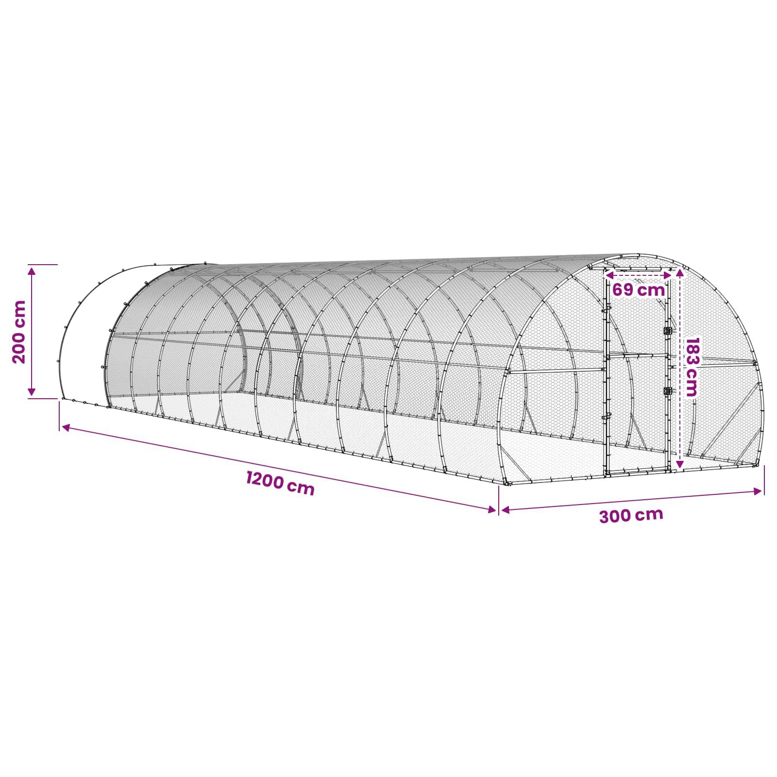 Vidaxl - Poulailler Argenté 1200 x 300 x 200 cm Acier galvanisé vidaXL 3434700 - Image 3