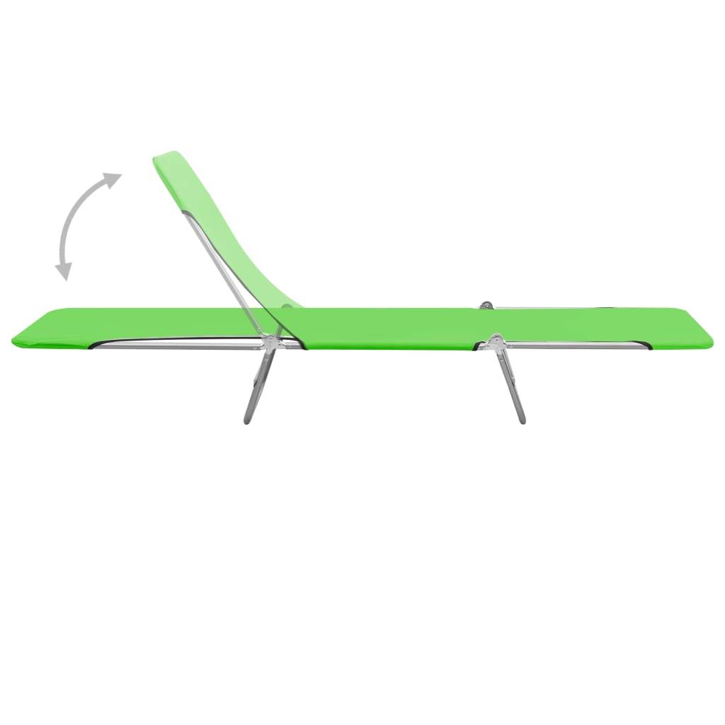Helloshop26 - Lot de deux chaises longues transat bain de soleil acier et tissu vert - Image 5