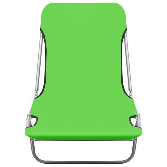Helloshop26 - Lot de deux chaises longues transat bain de soleil acier et tissu vert - Image 3