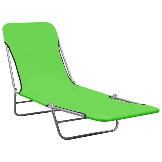 Helloshop26 - Lot de deux chaises longues transat bain de soleil acier et tissu vert - Image 2