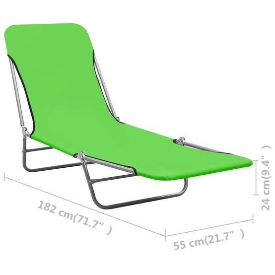 Helloshop26 - Lot de deux chaises longues transat bain de soleil acier et tissu vert - Image 7
