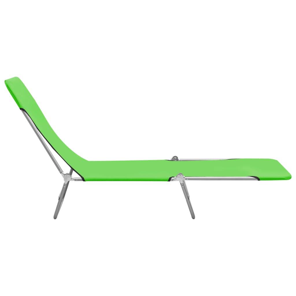 Helloshop26 - Lot de deux chaises longues transat bain de soleil acier et tissu vert - Image 4