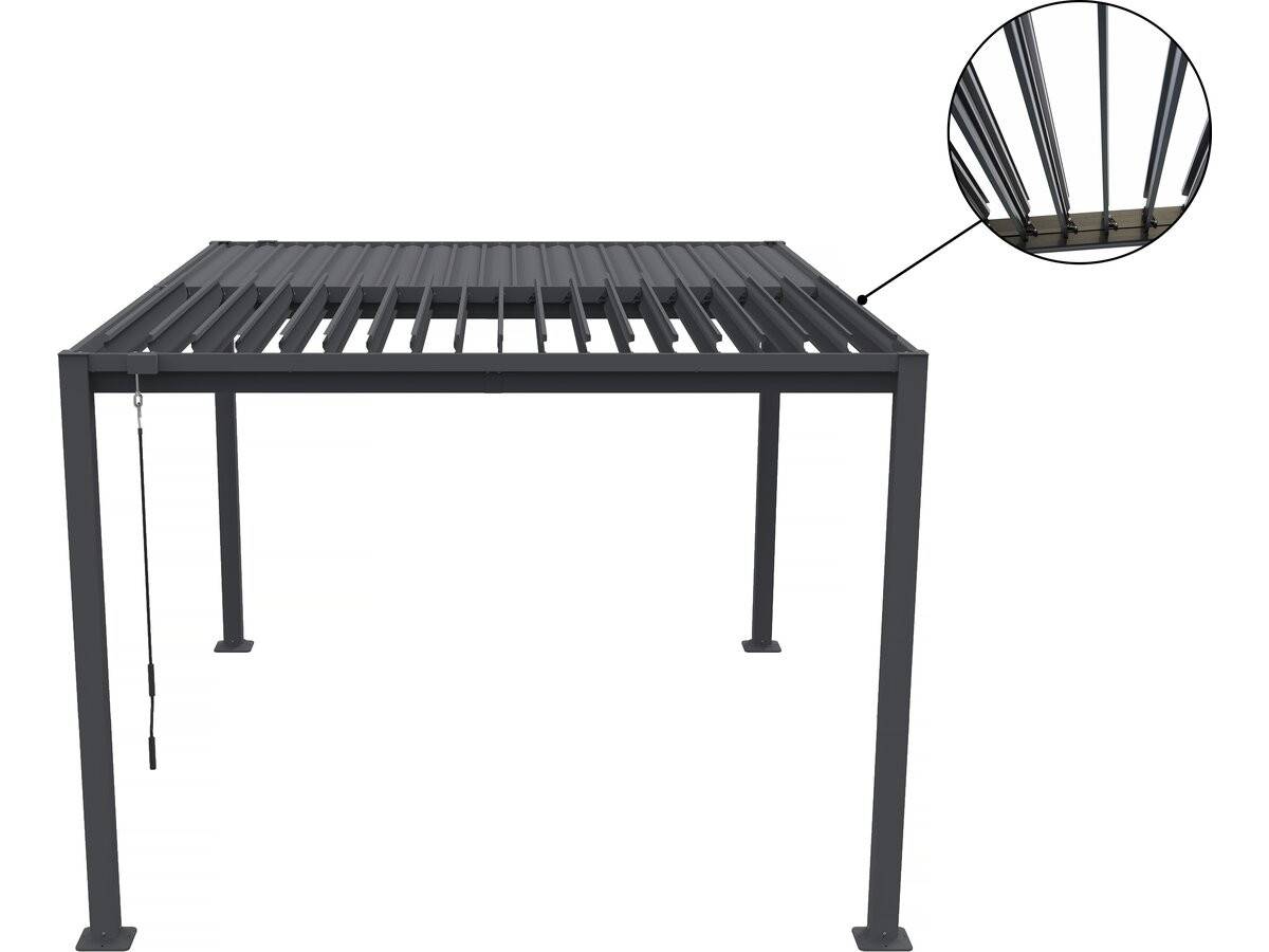 Pergola Bioclimatique Avec 2 Stores En Acier Galvanisé "howard" - 3 X 4 M - Gris -habitat Et Jardin - Image 3