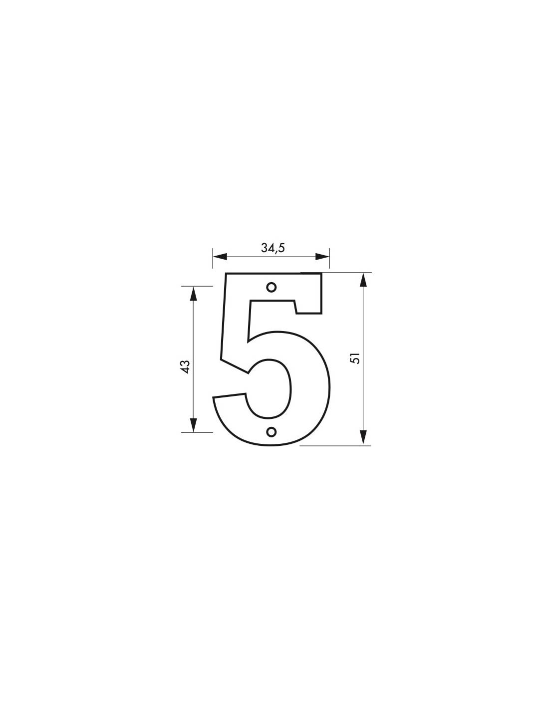 Chiffre 5, laiton, à visser, H.51mm, doré - THIRARD - Image 2