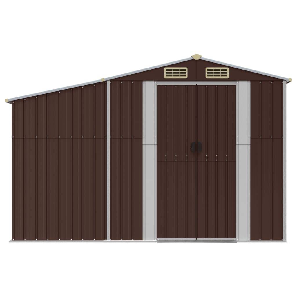 Helloshop26 - Abri de jardin cabane cabanon maison de stockage remise extérieur hangar outils robuste 277 x 365,5 x 179 cm acier galvanisé marron - Image 3