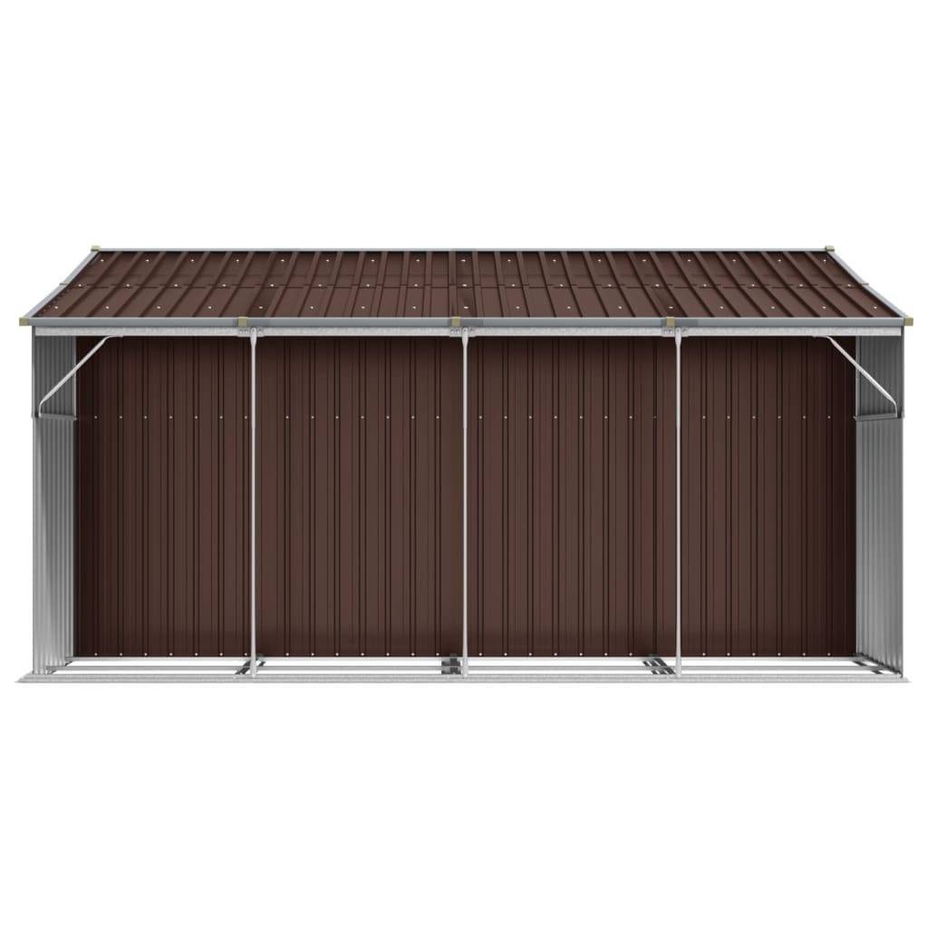 Helloshop26 - Abri de jardin cabane cabanon maison de stockage remise extérieur hangar outils robuste 277 x 365,5 x 179 cm acier galvanisé marron - Image 5