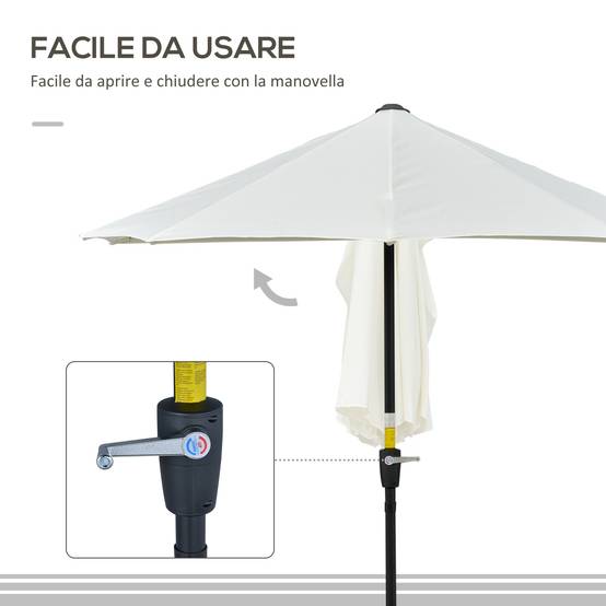 Demi Parasol Semicirculaire Acier Balcon Toile Anti-UV Manivelle 200x190 cm Crème - ComfortXL Outdoor Living - Image 7