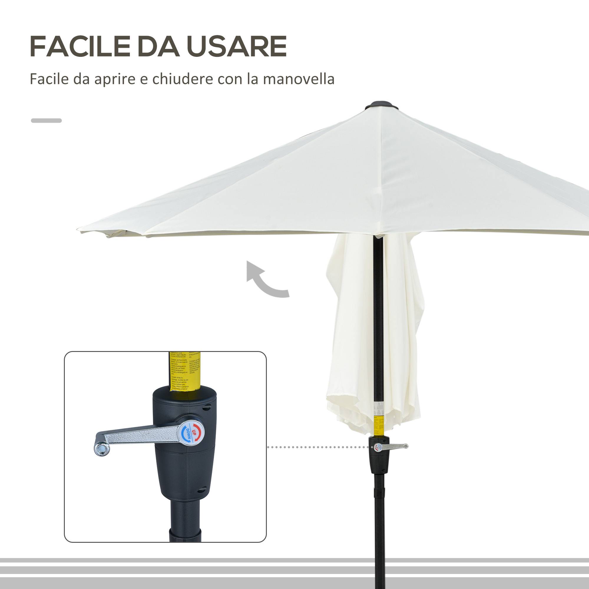Demi Parasol Semicirculaire Acier Balcon Toile Anti-UV Manivelle 200x190 cm Crème - ComfortXL Outdoor Living - Image 7