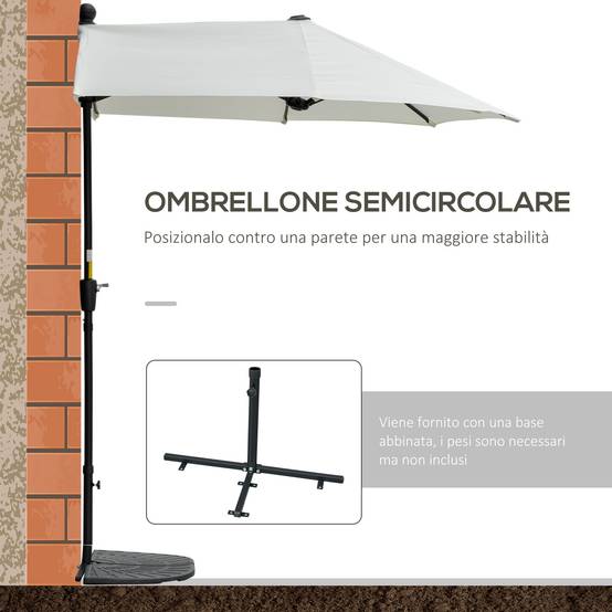 Demi Parasol Semicirculaire Acier Balcon Toile Anti-UV Manivelle 200x190 cm Crème - ComfortXL Outdoor Living - Image 6