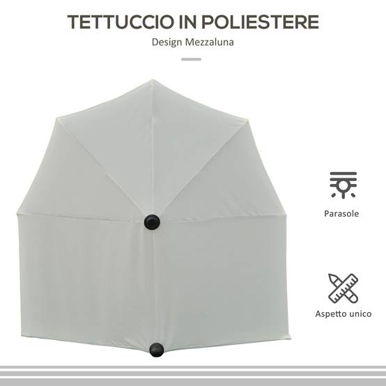 Demi Parasol Semicirculaire Acier Balcon Toile Anti-UV Manivelle 200x190 cm Crème - ComfortXL Outdoor Living - Image 9