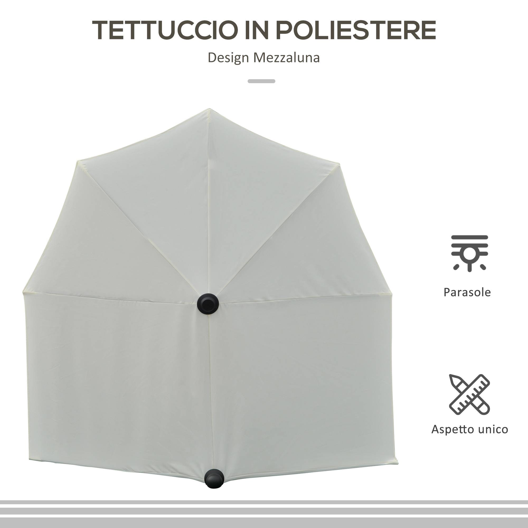 Demi Parasol Semicirculaire Acier Balcon Toile Anti-UV Manivelle 200x190 cm Crème - ComfortXL Outdoor Living - Image 9