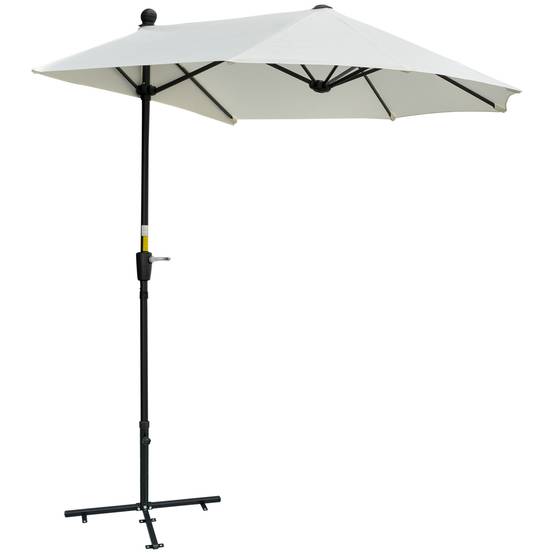 Demi Parasol Semicirculaire Acier Balcon Toile Anti-UV Manivelle 200x190 cm Crème - ComfortXL Outdoor Living - Image 1