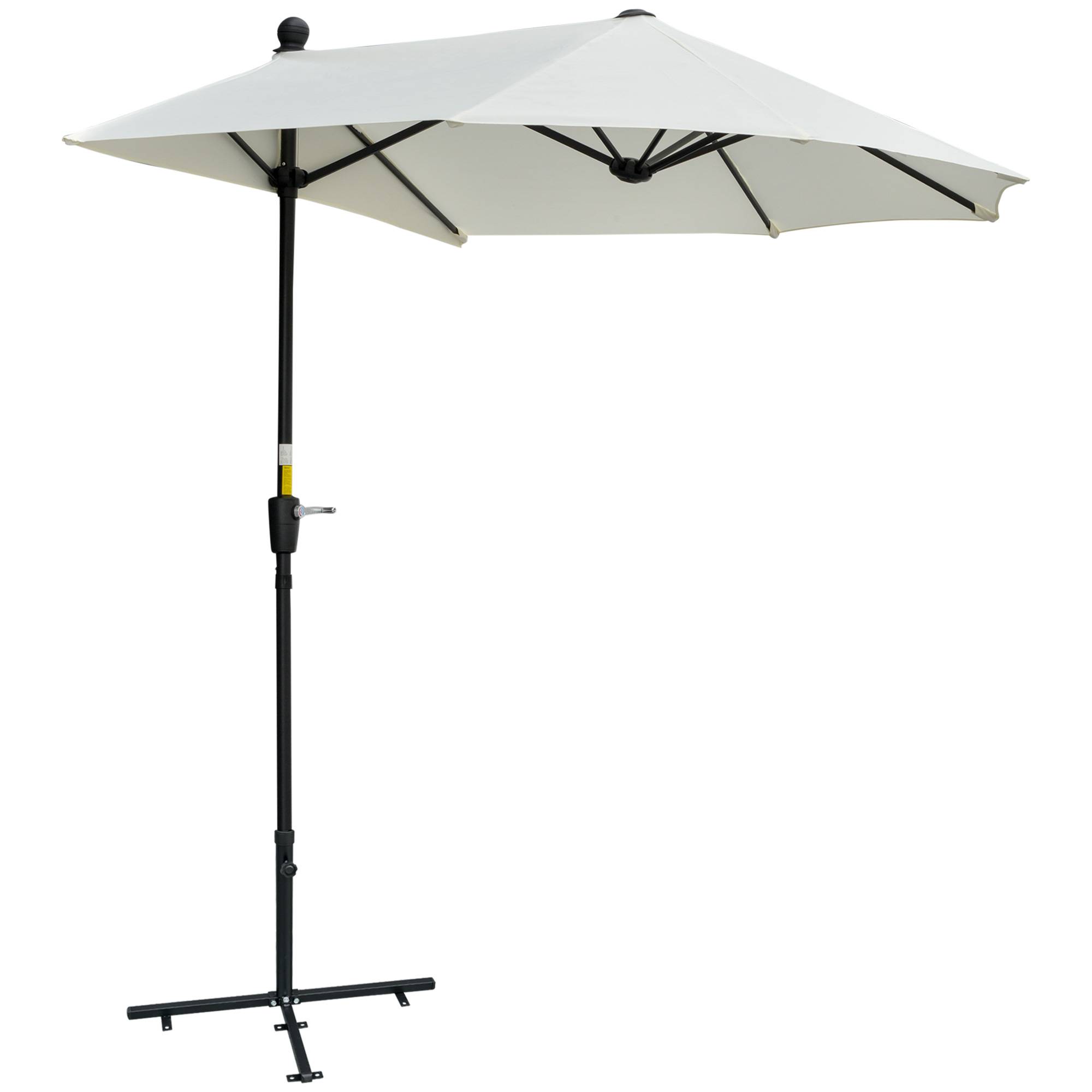 Demi Parasol Semicirculaire Acier Balcon Toile Anti-UV Manivelle 200x190 cm Crème - ComfortXL Outdoor Living - Image 1