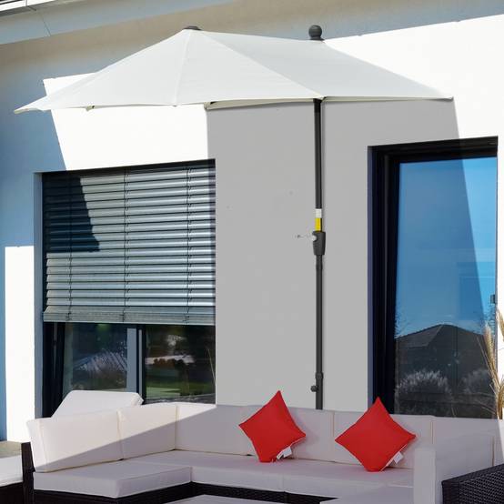 Demi Parasol Semicirculaire Acier Balcon Toile Anti-UV Manivelle 200x190 cm Crème - ComfortXL Outdoor Living - Image 4