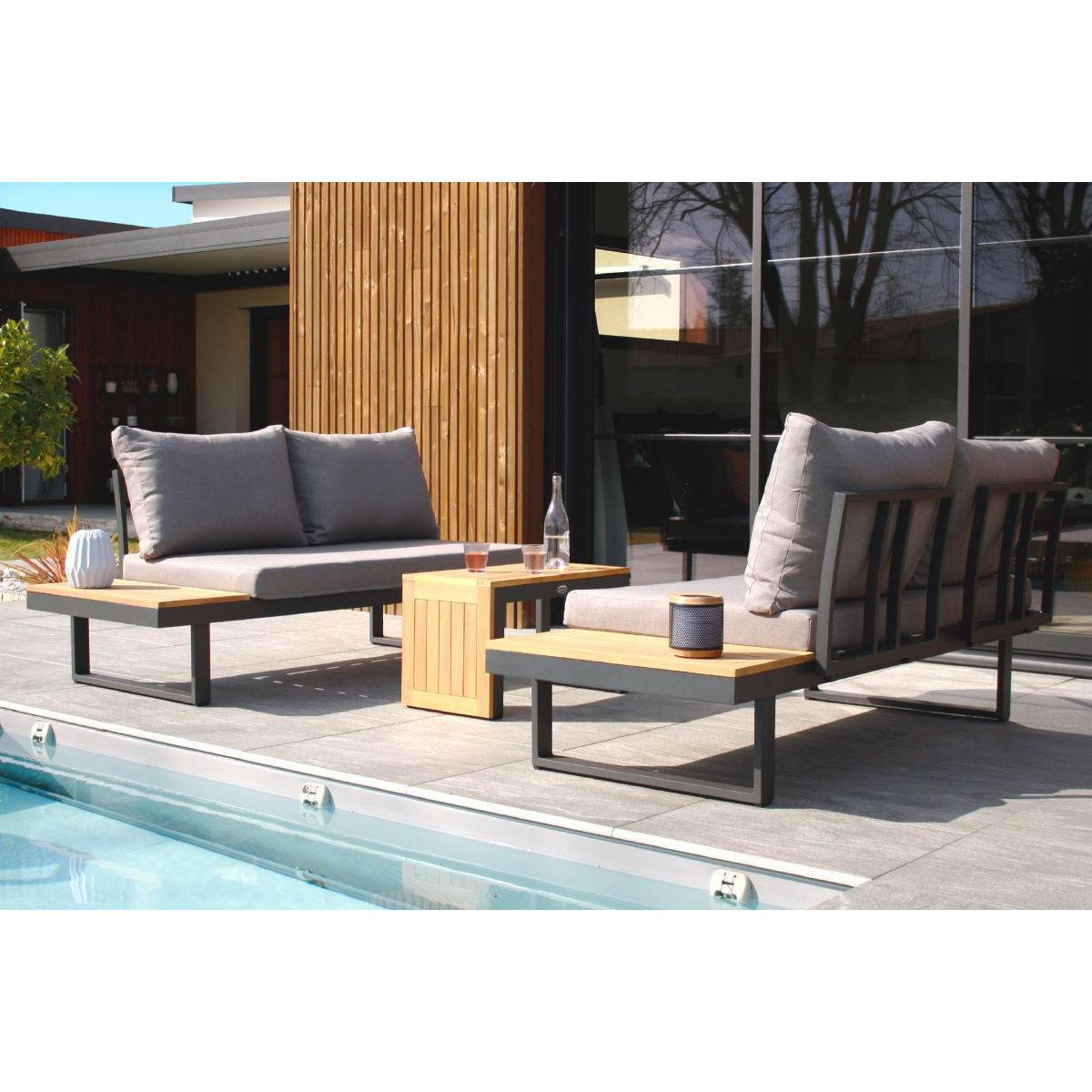 Dcb Garden - Salon de Jardin Modulable 4 Places "Tokyo" 175cm Gris Anthracite - Image 6
