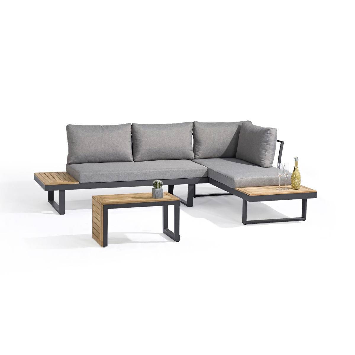 Dcb Garden - Salon de Jardin Modulable 4 Places "Tokyo" 175cm Gris Anthracite - Image 2