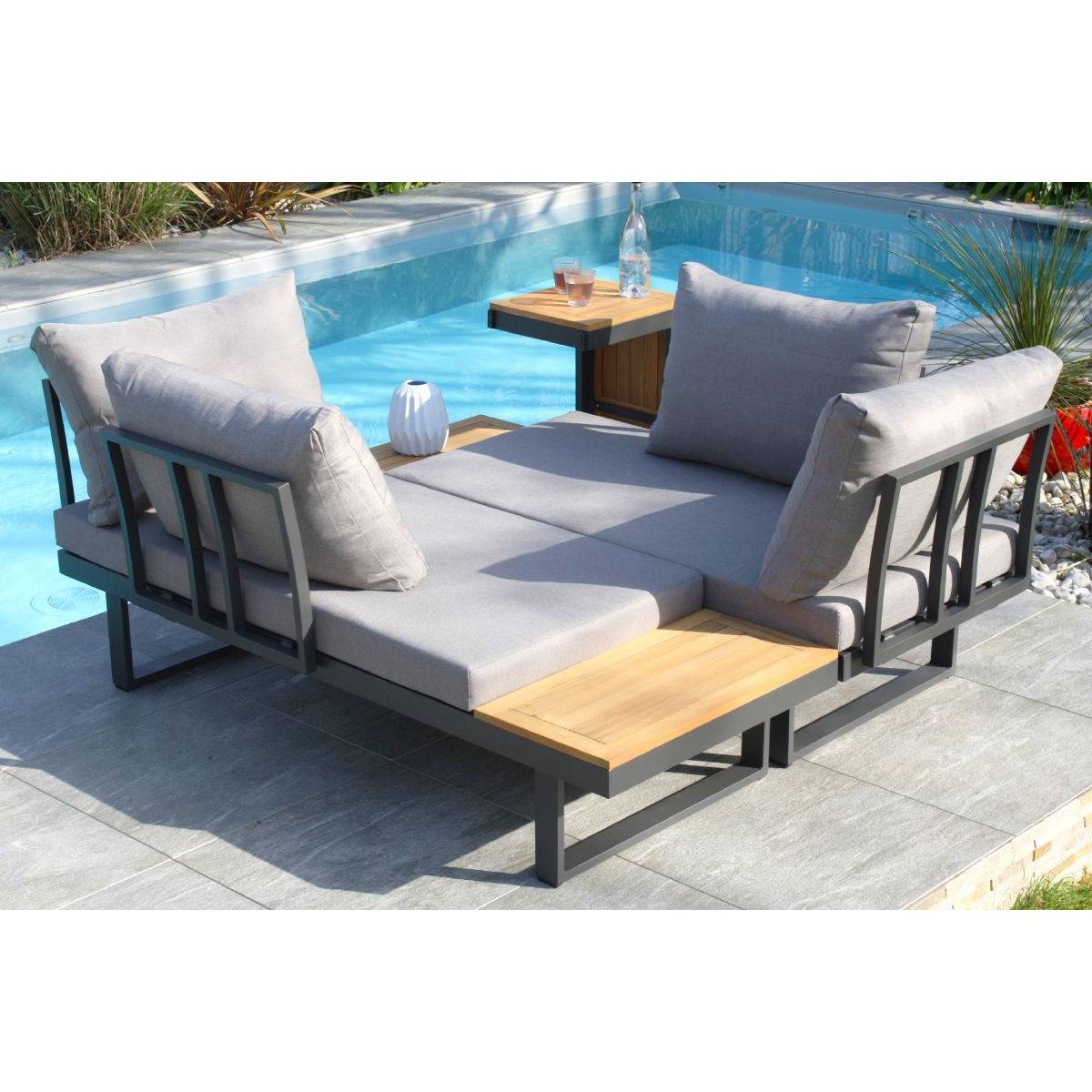 Dcb Garden - Salon de Jardin Modulable 4 Places "Tokyo" 175cm Gris Anthracite - Image 7
