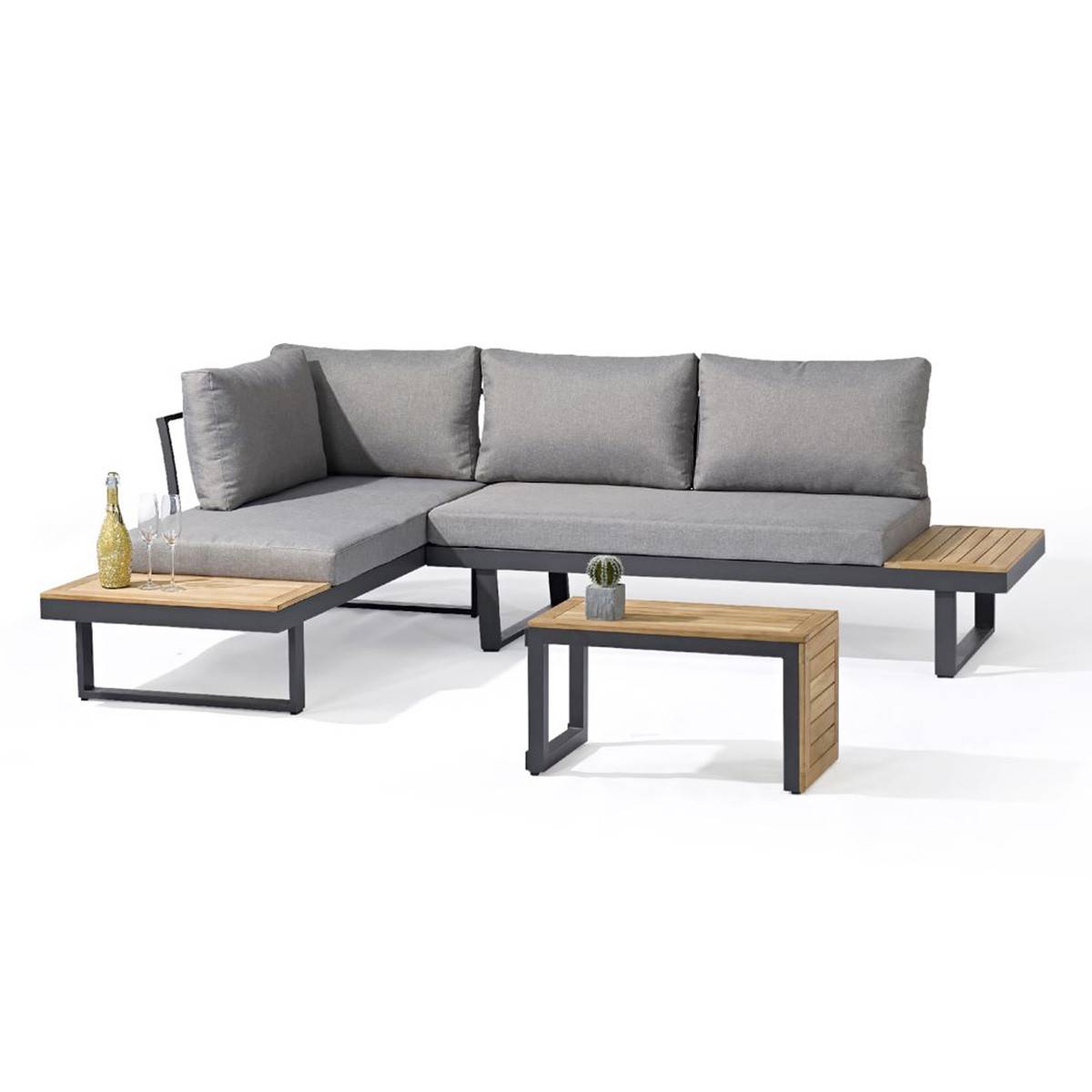 Dcb Garden - Salon de Jardin Modulable 4 Places "Tokyo" 175cm Gris Anthracite - Image 1